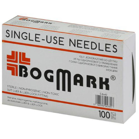 Голки ін‘єкційні одноразового використання Bogmark 0.8 х 40 мм (21G х 1 1/2) №100